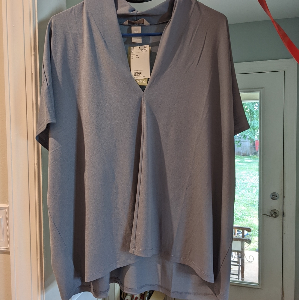 H&M Blue short sleeve blouse NWT